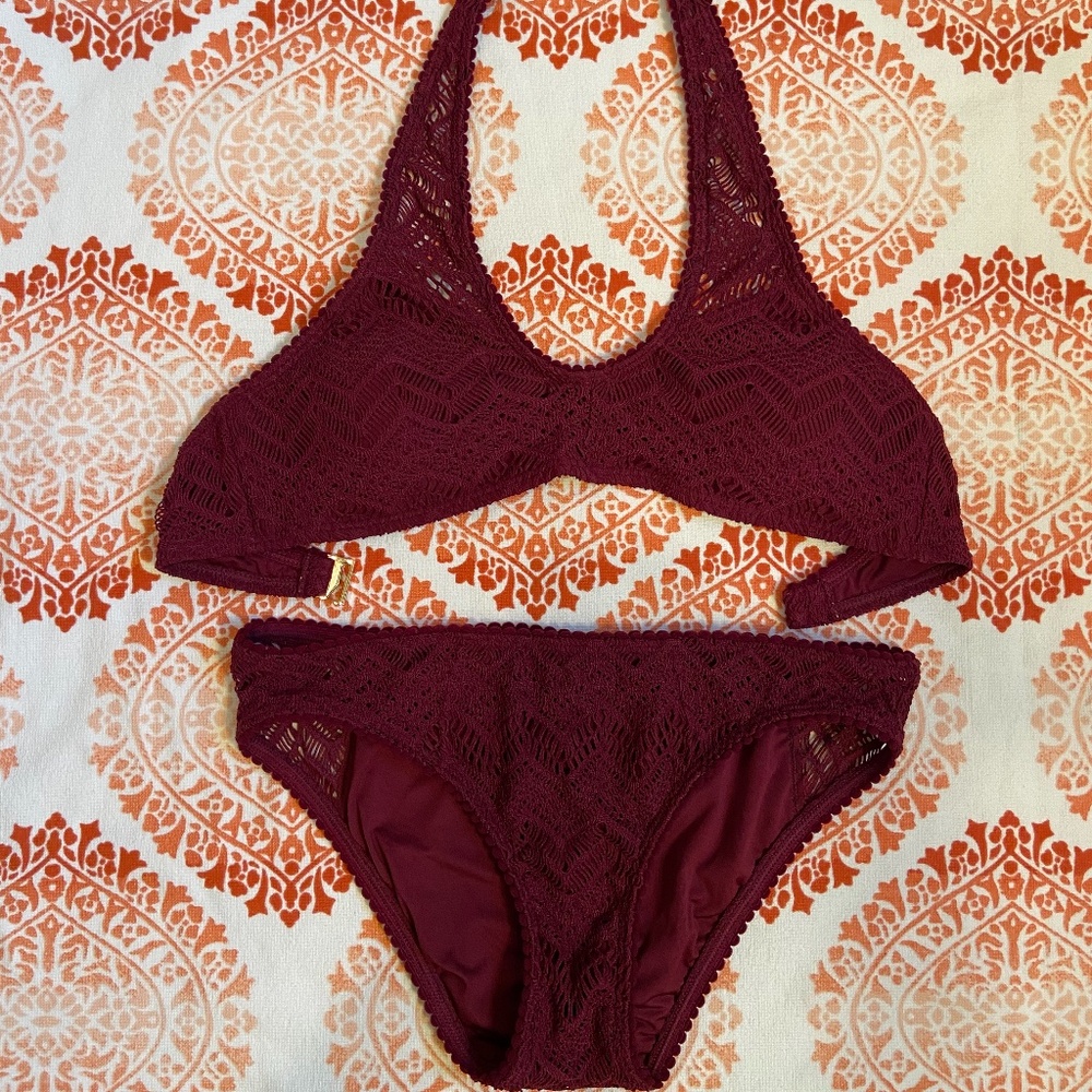 Vince Camuto Swim Maroon Bathing Suit Size - S